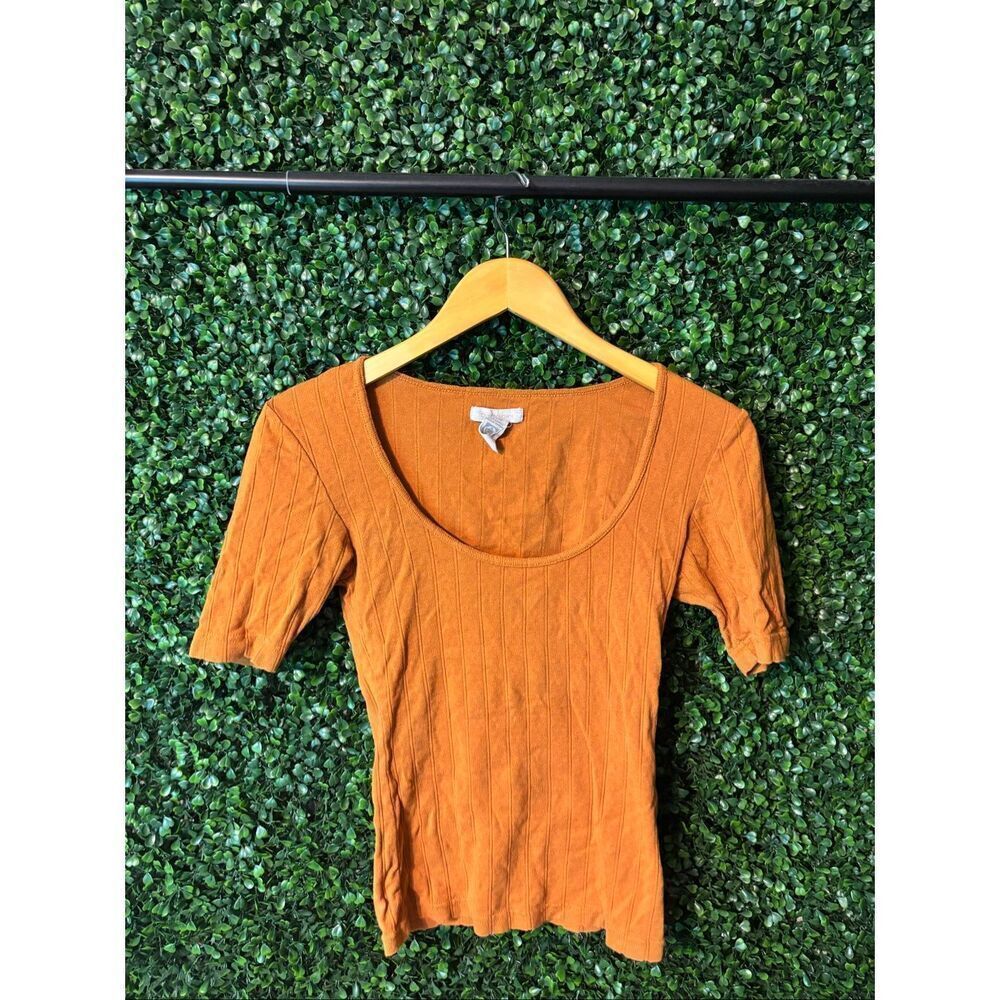 Outerknown Women's Short Sleeve Ribbed Tee in Burnt Orange
